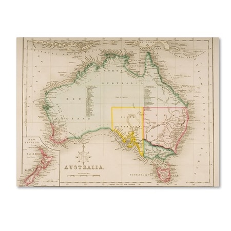 J. Archer 'Map Of Australia And New Zealand' Canvas Art,24x32